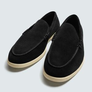 Zara Men's Black Real Suede Leather White Sole Casual Loafers Shoes Size US 12